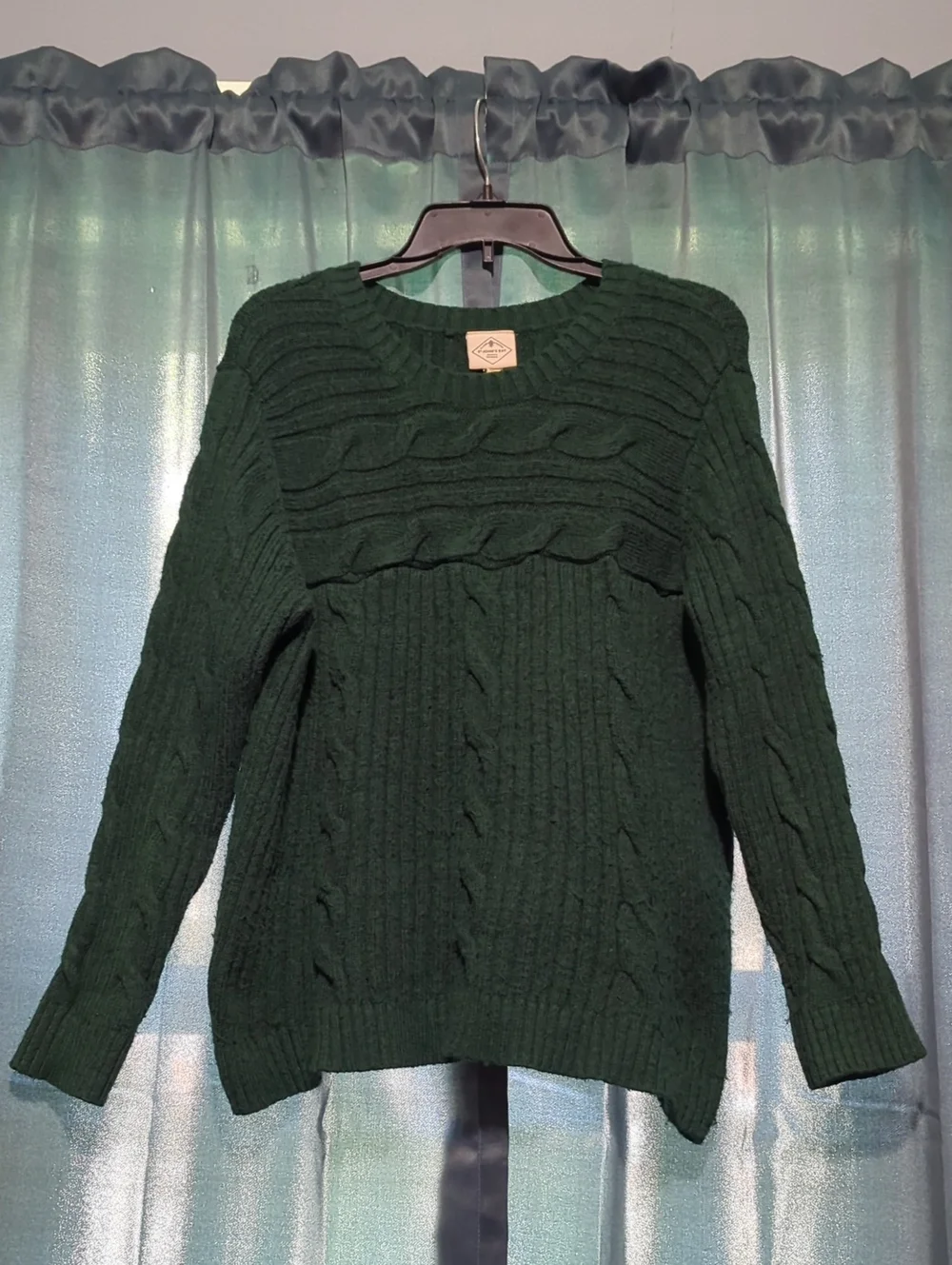 St. John's Bay Dark Green Cable Knit Crewneck Sweater